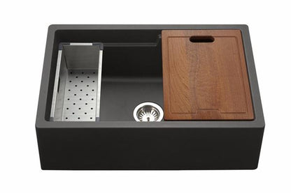 Hamat - SiOStone 33 Inch Granite Apron-Front Workstation Kitchen Sink