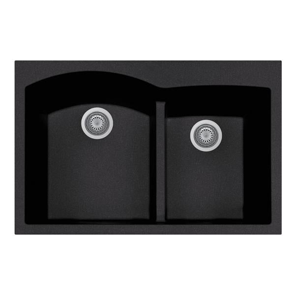 Hamat - SiOStone 33 Inch Topmount Double Bowl Granite Kitchen Sink