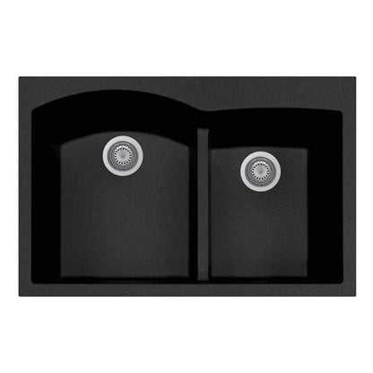Hamat - SiOStone 33 Inch Topmount Double Bowl Granite Kitchen Sink
