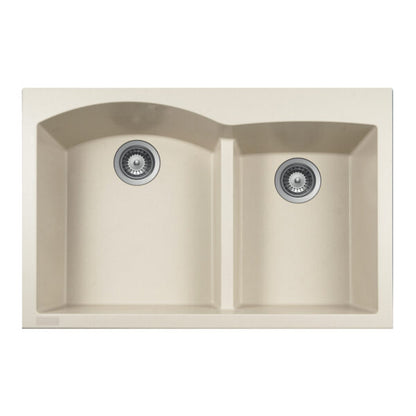 Hamat - SiOStone 33 Inch Topmount Double Bowl Granite Kitchen Sink