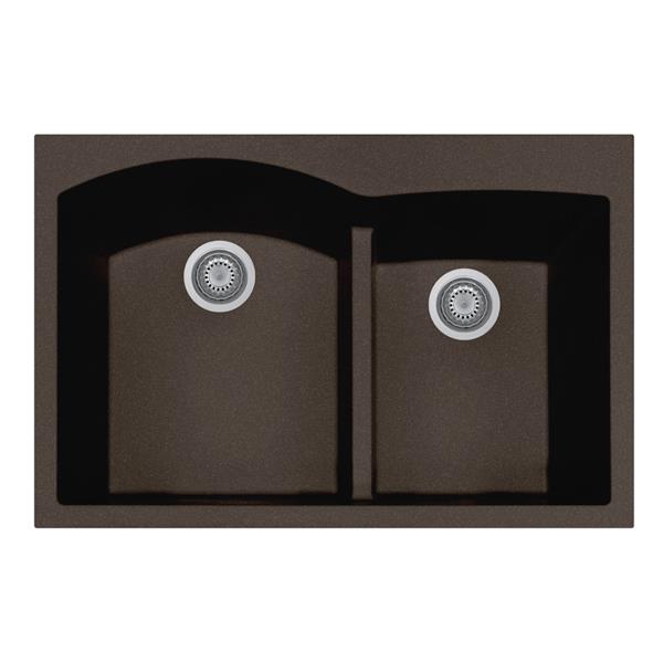 Hamat - SiOStone 33 Inch Topmount Double Bowl Granite Kitchen Sink
