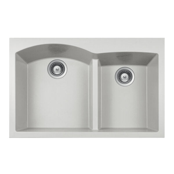 Hamat - SiOStone 33 Inch Topmount Double Bowl Granite Kitchen Sink