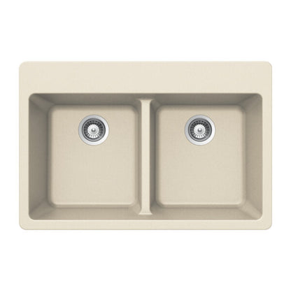 Hamat - SiOStone 33 Inch Granite Topmount 50/50 Double Bowl Kitchen Sink
