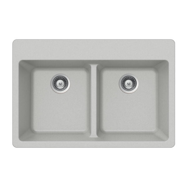 Hamat - SiOStone 33 Inch Granite Topmount 50/50 Double Bowl Kitchen Sink