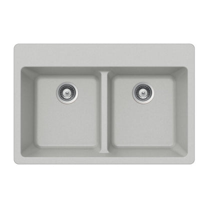 Hamat - SiOStone 33 Inch Granite Topmount 50/50 Double Bowl Kitchen Sink