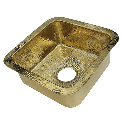 Nantucket Sinks - 16.625 Inch Hammered Brass Square Undermount Bar Sink