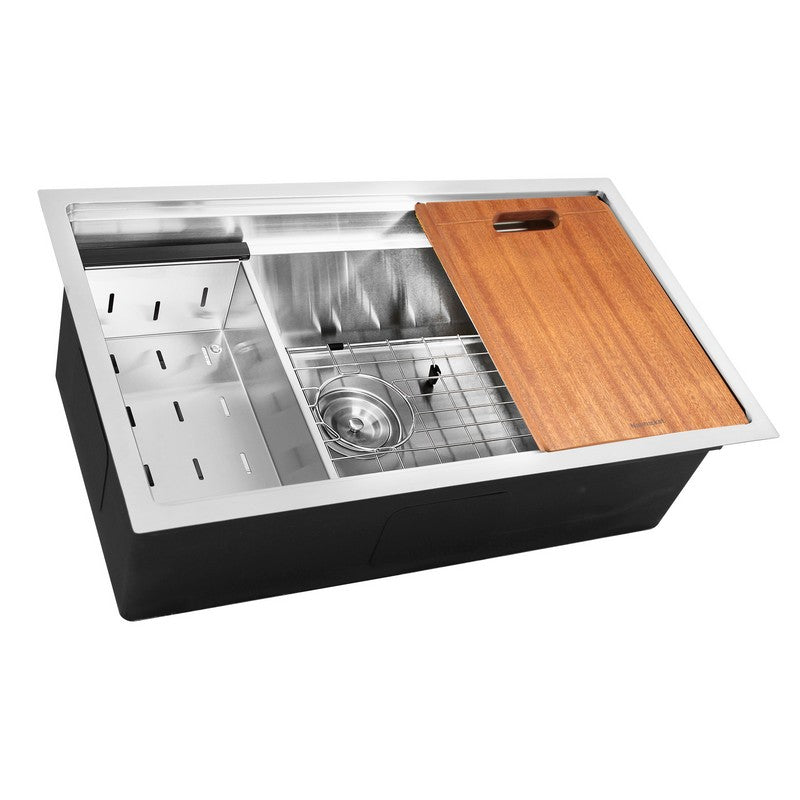 Nantucket Sinks - 28 Inch Pro Series Prep-Station Single Bowl Undermount Stainless Steel Kitchen Sink With Included Accessories