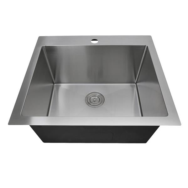 Nantucket Sinks - 25 Inch Pro Series Rectangle Single Bowl Dualmount Small Radius Corners Stainless Steel Kitchen Sink