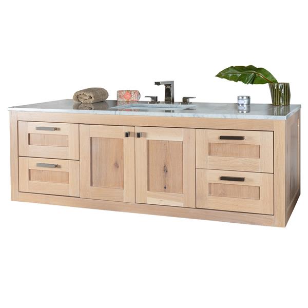 Lacava - Stile Wall-Mount Under-Counter Double Vanity With Two Sets Of Doors(Knobs Included)On Both Sides