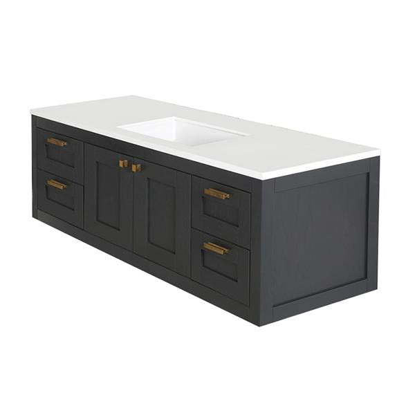 Lacava - Stile Wall-Mount Under-Counter Double Vanity With Two Sets Of Doors(Knobs Included)On Both Sides