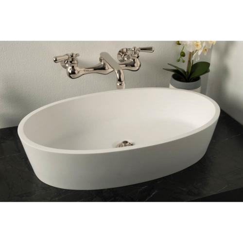 Strom Living - Oval Solid Surface Acrylic Matte White Vessel Sink.