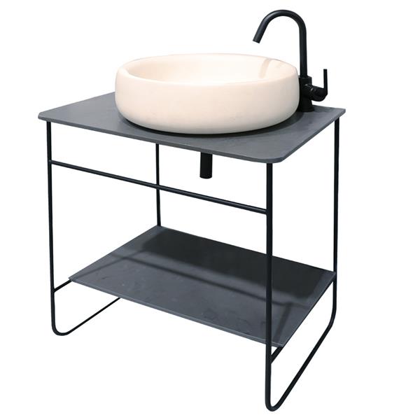 Lacava - Suave - Floor-Standing Welded Metal Console Stand With A Towel Bar And Shelf