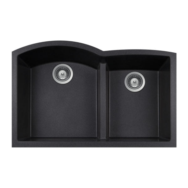 Hamat - SiOStone 33 Inch Undermount Double Bowl Granite Kitchen Sink