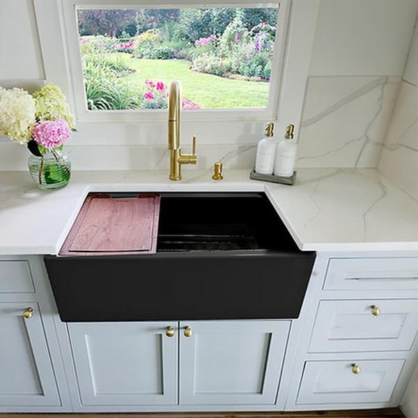 Nantucket Sinks - 30 Inch Prep Station Farmhouse Sink With Offset Drain