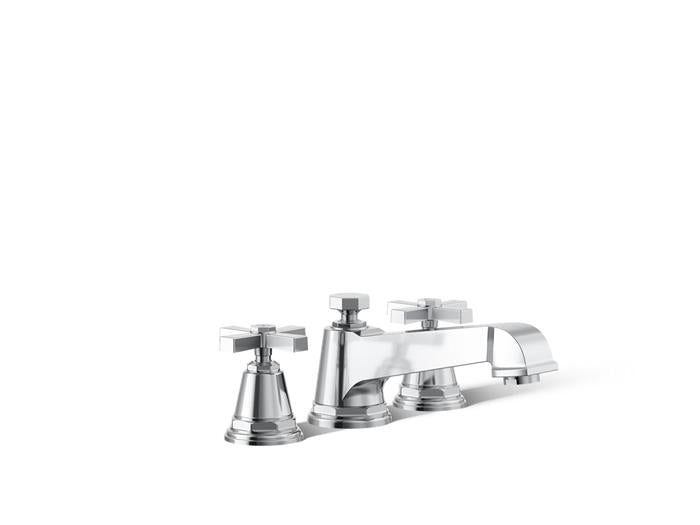 Kohler - Pinstripe Pure Deck-Mount Bath Faucet Trim With Cross Handles