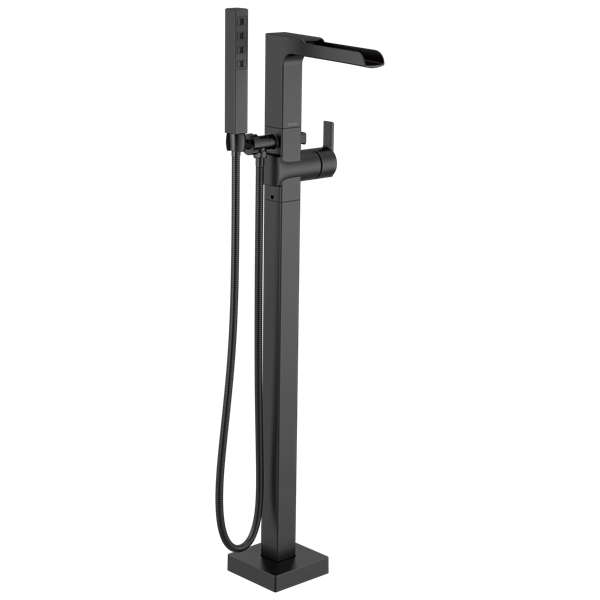Delta - Ara Single Handle Floor Mount Channel Spout Tub Filler Trim With Hand Shower