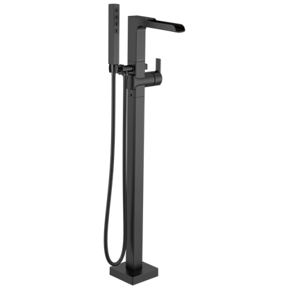 Delta - Ara Single Handle Floor Mount Channel Spout Tub Filler Trim With Hand Shower