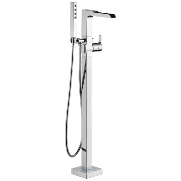 Delta - Ara Single Handle Floor Mount Channel Spout Tub Filler Trim With Hand Shower