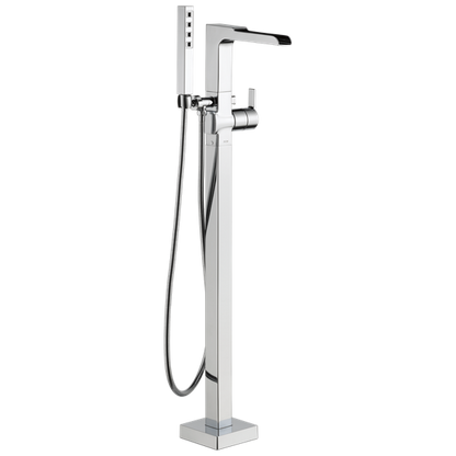 Delta - Ara Single Handle Floor Mount Channel Spout Tub Filler Trim With Hand Shower