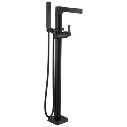 Delta - Zura Single Handle Floor Mount Tub Filler Trim With Hand Shower