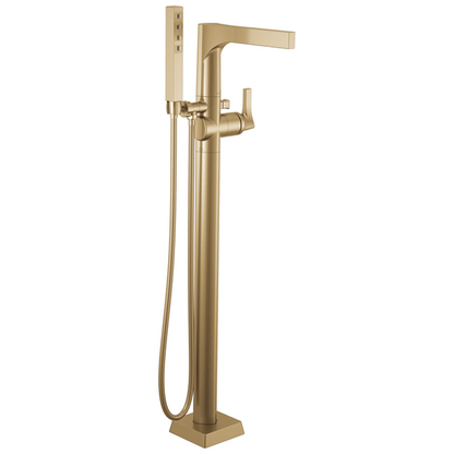 Delta - Zura Single Handle Floor Mount Tub Filler Trim With Hand Shower