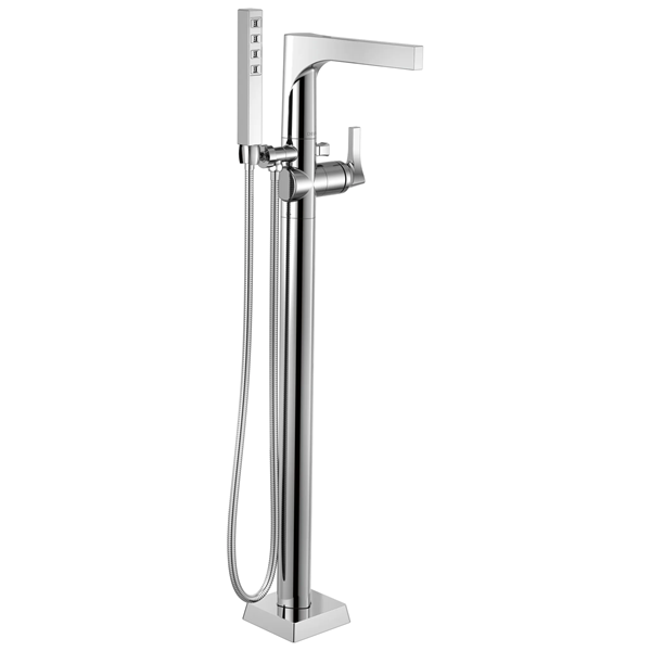 Delta - Zura Single Handle Floor Mount Tub Filler Trim With Hand Shower