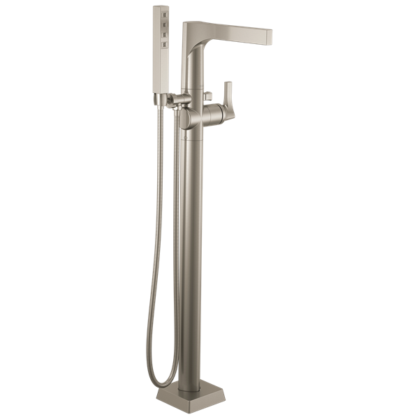 Delta - Zura Single Handle Floor Mount Tub Filler Trim With Hand Shower