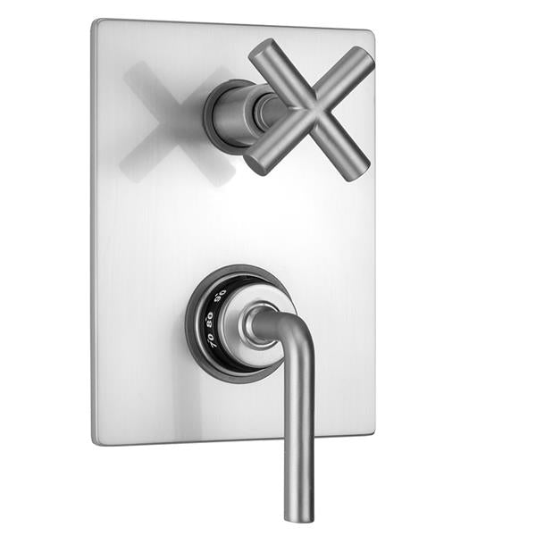 Jaclo - Rectangle Plate with Contempo Slim Lever Thermostatic Valve with Contempo Slim Cross Built-in 2-Way Or 3-Way Diverter/Volume Controls (J-TH34-686 / J-TH34-687 / J-TH34-688 / J-TH34-689)