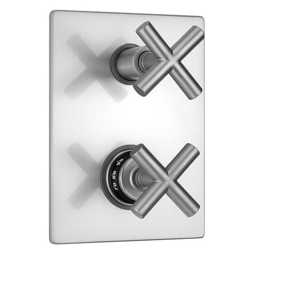 Jaclo - Rectangle Plate with Contempo Slim Cross Thermostatic Valve with Contempo Slim Cross Built-in 2-Way Or 3-Way Diverter/Volume Controls (J-TH34-686 / J-TH34-687 / J-TH34-688 / J-TH34-689)