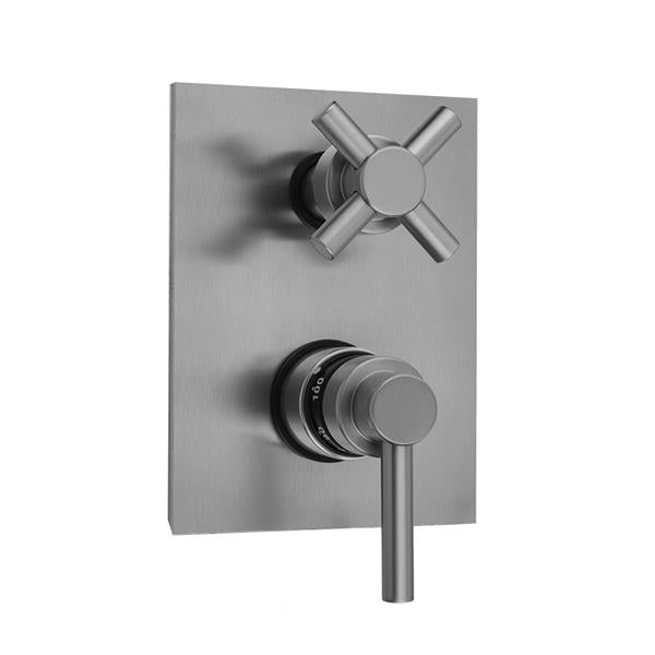 Jaclo - Rectangle Plate with Contempo Low Lever Thermostatic Valve with Contempo Cross Built-in 2-Way Or 3-Way Diverter/Volume Controls (J-TH34-686 / J-TH34-687 / J-TH34-688 / J-TH34-689)