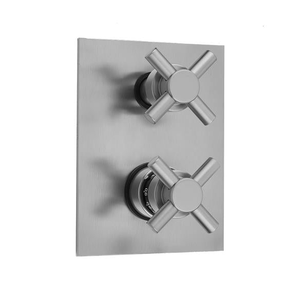 Jaclo - Rectangle Plate with Contempo Cross Thermostatic Valve with Contempo Cross Built-in 2-Way Or 3-Way Diverter/Volume Controls (J-TH34-686 / J-TH34-687 / J-TH34-688 / J-TH34-689)