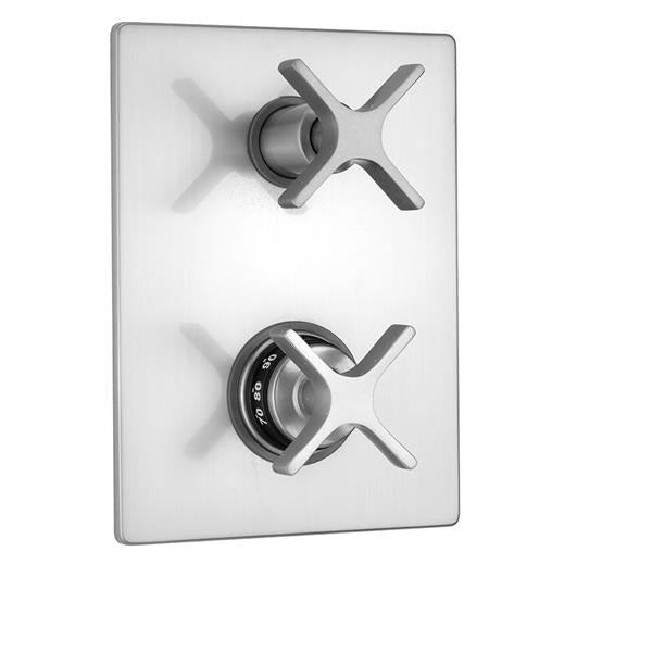 Jaclo - Rectangle Plate with Lila Cross Thermostatic Valve with Lila Cross Built-in 2-Way Or 3-Way Diverter/Volume Controls (J-TH34-686 / J-TH34-687 / J-TH34-688 / J-TH34-689)