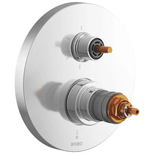 Brizo - Roccesco TempAssure Thermostatic Valve with Integrated 6-Function Diverter Trim - Less Handles