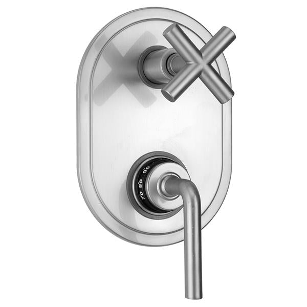 Jaclo - Oval Plate with Contempo Slim Lever Thermostatic Valve with Contempo Slim Cross Built-in 2-Way Or 3-Way Diverter/Volume Controls (J-TH34-686 / J-TH34-687 / J-TH34-688 / J-TH34-689)