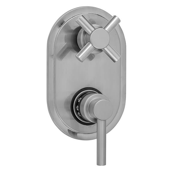 Jaclo - Oval Plate with Contempo Low Lever Thermostatic Valve with Contempo Cross Built-in 2-Way Or 3-Way Diverter/Volume Controls (J-TH34-686 / J-TH34-687 / J-TH34-688 / J-TH34-689)