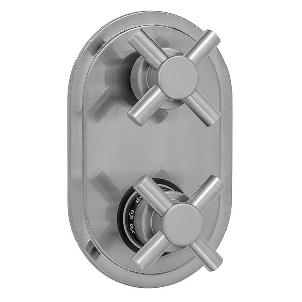 Jaclo - Oval Plate with Contempo Cross Thermostatic Valve with Contempo Cross Built-in 2-Way Or 3-Way Diverter/Volume Controls (J-TH34-686 / J-TH34-687 / J-TH34-688 / J-TH34-689)