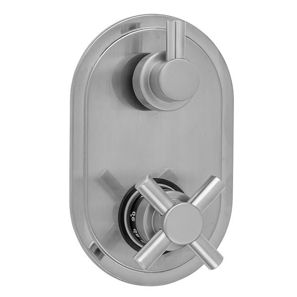 Jaclo - Oval Plate with Contempo Cross Thermostatic Valve with Short Peg Lever Built-in 2-Way Or 3-Way Diverter/Volume Controls (J-TH34-686 / J-TH34-687 / J-TH34-688 / J-TH34-689)