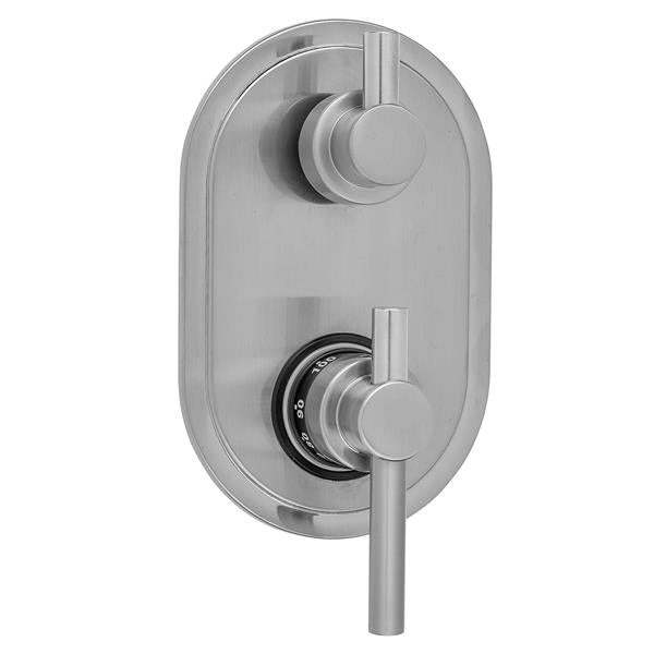 Jaclo - Oval Plate with Contempo Peg Lever Thermostatic Valve with Short Peg Lever Built-in 2-Way Or 3-Way Diverter/Volume Controls (J-TH34-686 / J-TH34-687 / J-TH34-688 / J-TH34-689)
