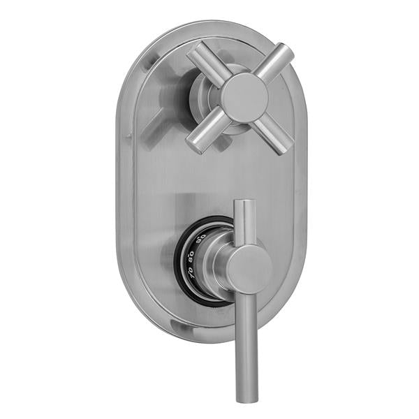 Jaclo - Oval Plate with Contempo Peg Lever Thermostatic Valve with Contempo Cross Built-in 2-Way Or 3-Way Diverter/Volume Controls (J-TH34-686 / J-TH34-687 / J-TH34-688 / J-TH34-689)
