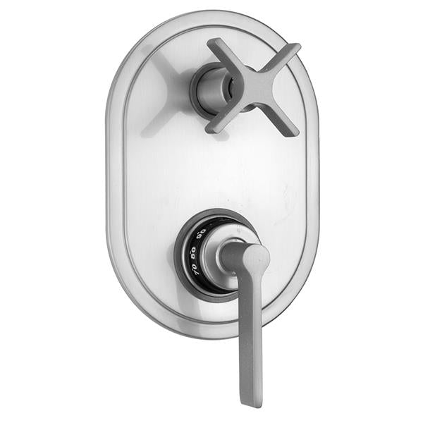 Jaclo - Oval Plate with Lila Lever Thermostatic Valve with Lila Cross Built-in 2-Way Or 3-Way Diverter/Volume Controls (J-TH34-686 / J-TH34-687 / J-TH34-688 / J-TH34-689)