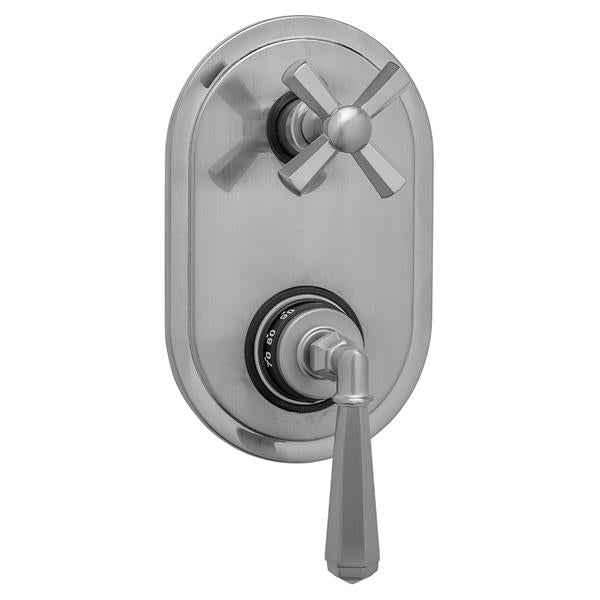 Jaclo - Oval Plate with Hex Lever Thermostatic Valve with Hex Cross Built-in 2-Way Or 3-Way Diverter/Volume Controls (J-TH34-686 / J-TH34-687 / J-TH34-688 / J-TH34-689)