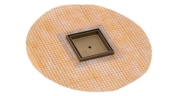 Infinity Drain - 5 x 5 Inch Flanged Tile Drain Strainer with Factory Applied Schluter® Kerdi Membrane