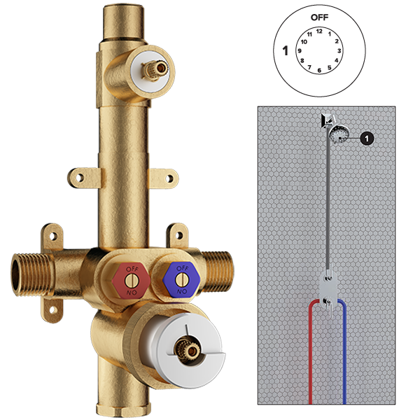 Santec - Rough - 1/2 Inch Thermostatic Valve with One Way Volume Control