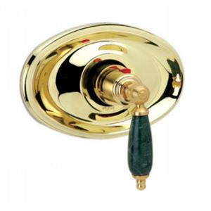 Phylrich - Carrara 3/4 Inch Thermostat, Green Marble Lever Handles - Trim Only
