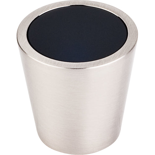 Top Knobs - Black Crystal Center 1 1/16 Inch Diameter Round Knob - Brushed Satin Nickel