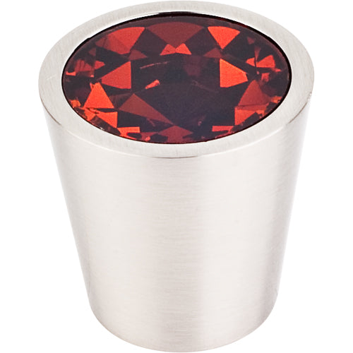 Top Knobs - Wine Crystal Center 1 1/16 Inch Diameter Round Knob - Brushed Satin Nickel