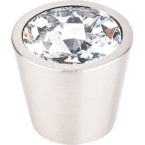 Top Knobs - Clear Crystal Center 13/16 Inch Diameter Round Knob - Brushed Satin Nickel