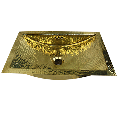 Nantucket Sinks - 19.8 Inch 12.8 Inch Hand Hammered Brass Rectangle Undermount Bathroom Sink