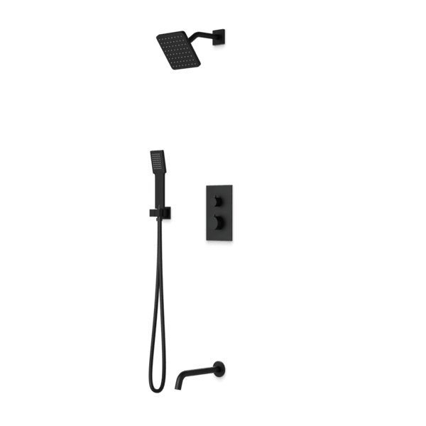 Artos - Otella Thermostatic Shower Trim Kit with Shower Head on Angled Arm, Hand Shower, Tub Filler