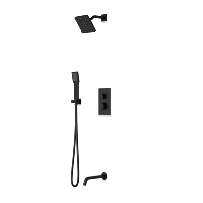 Artos - Otella Thermostatic Shower Trim Kit with Shower Head on Angled Arm, Hand Shower, Tub Filler